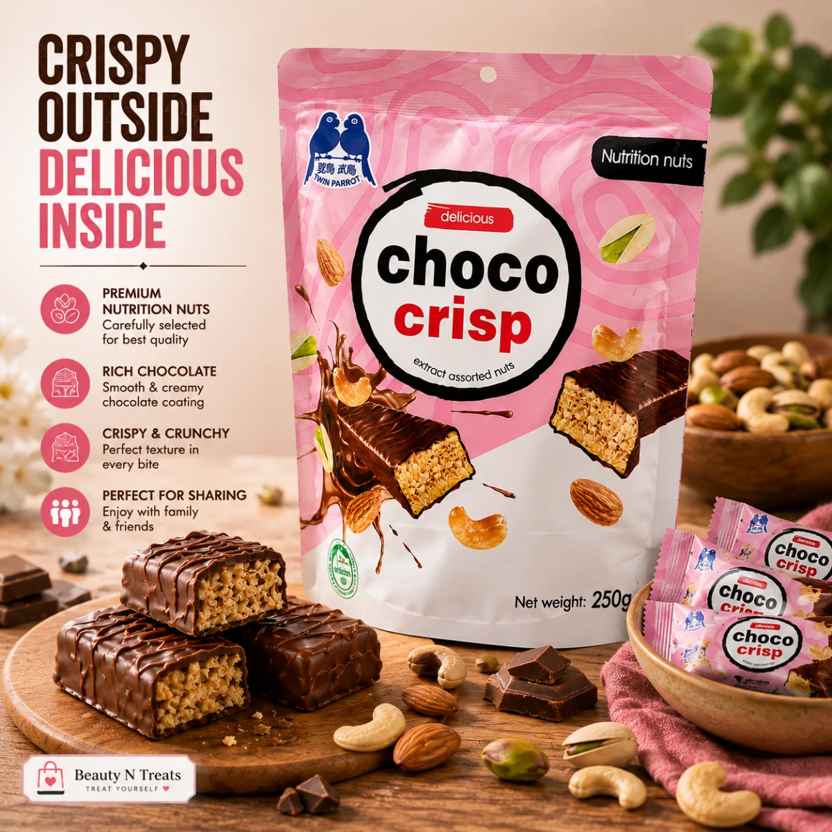 Twin Parrot Choco Crisp -250g
