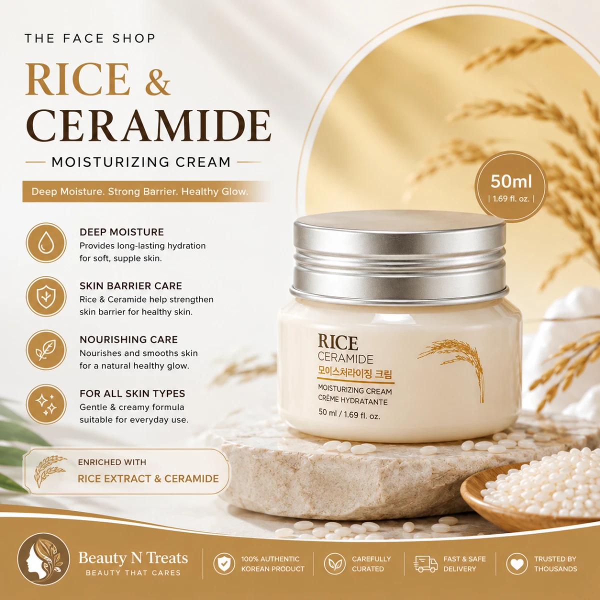 The Face Shop Rice & Ceramide Moisturizing Cream 50ml