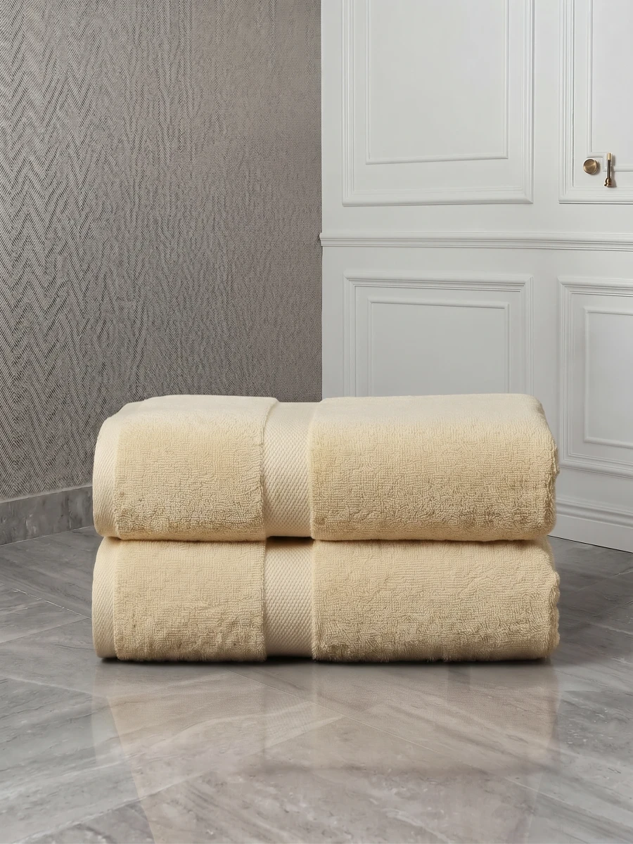 2 pcs 40 by 65 inch (assorted) Soft & Absorben biscuit colort export quality pure Cotton Bath Towel