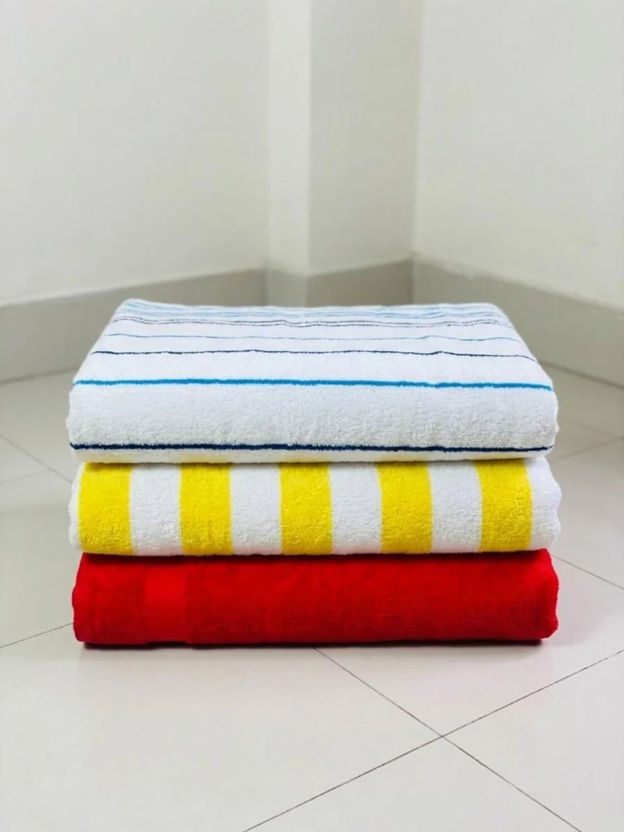 3 PCS combo 30by 60 inch Soft & Absorbent white ,white&yellow,red  export  quality pure Cotton Bath Towel