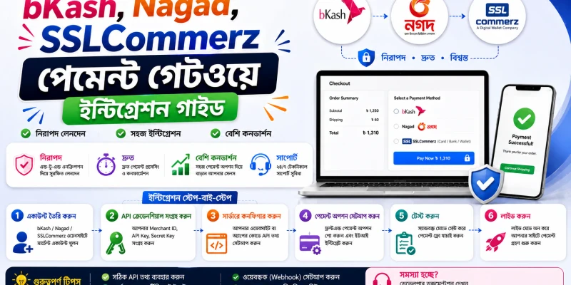 bKash, Nagad, SSLCommerz পেমেন্ট গেটওয়ে ইন্টিগ্রেশন গাইড