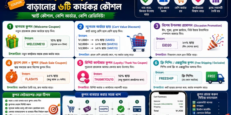 কুপন কোড ও প্রমোশন দিয়ে অনলাইন শপের বিক্রি বাড়ানোর ৬টি কার্যকর কৌশল