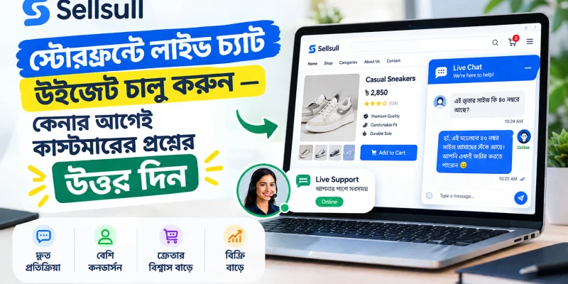 স্টোরফ্রন্টে লাইভ চ্যাট উইজেট চালু করুন — কেনার আগেই কাস্টমারের প্রশ্নের উত্তর দিন