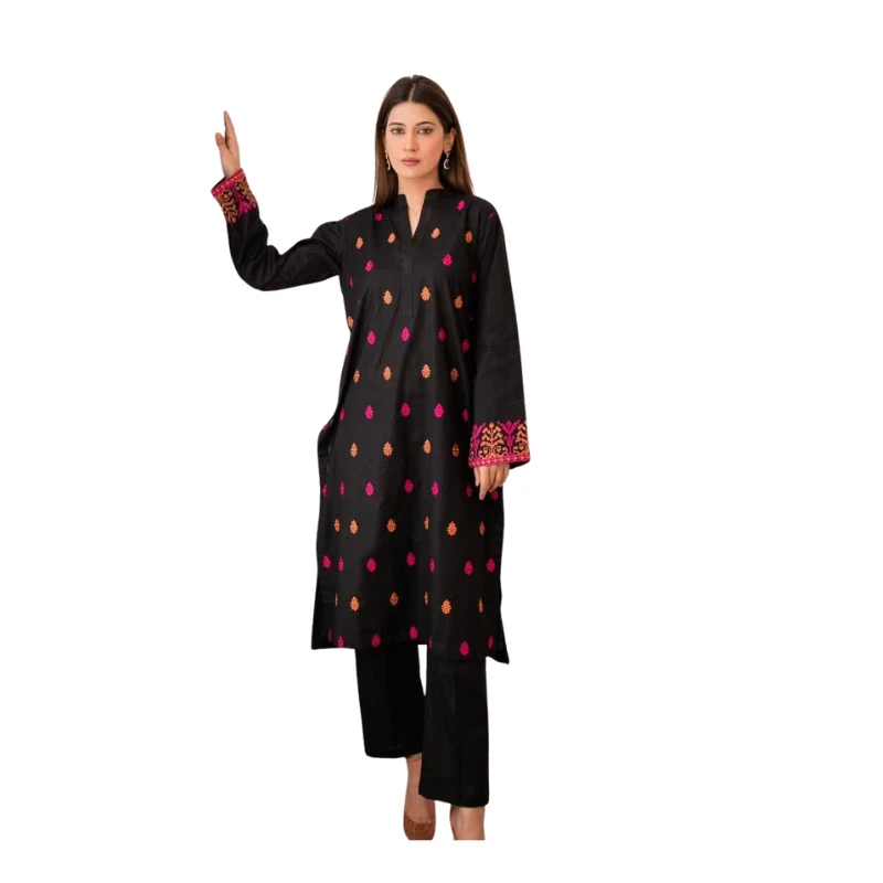 Women linen embroidary two piece