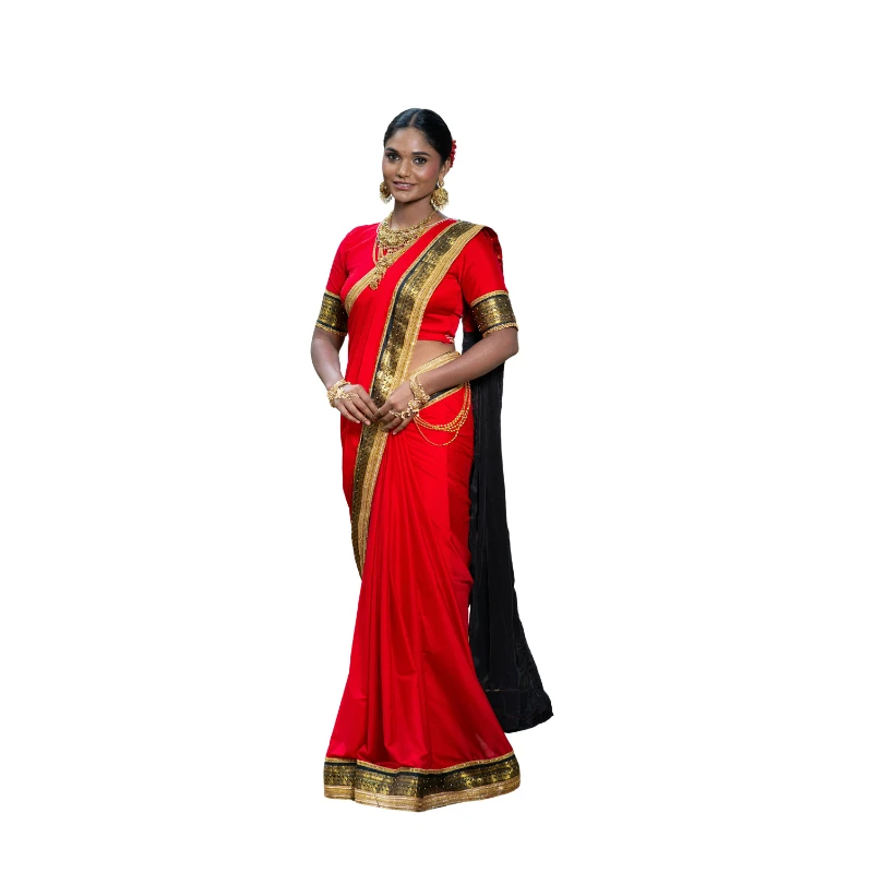 Premium red color cotton sharee