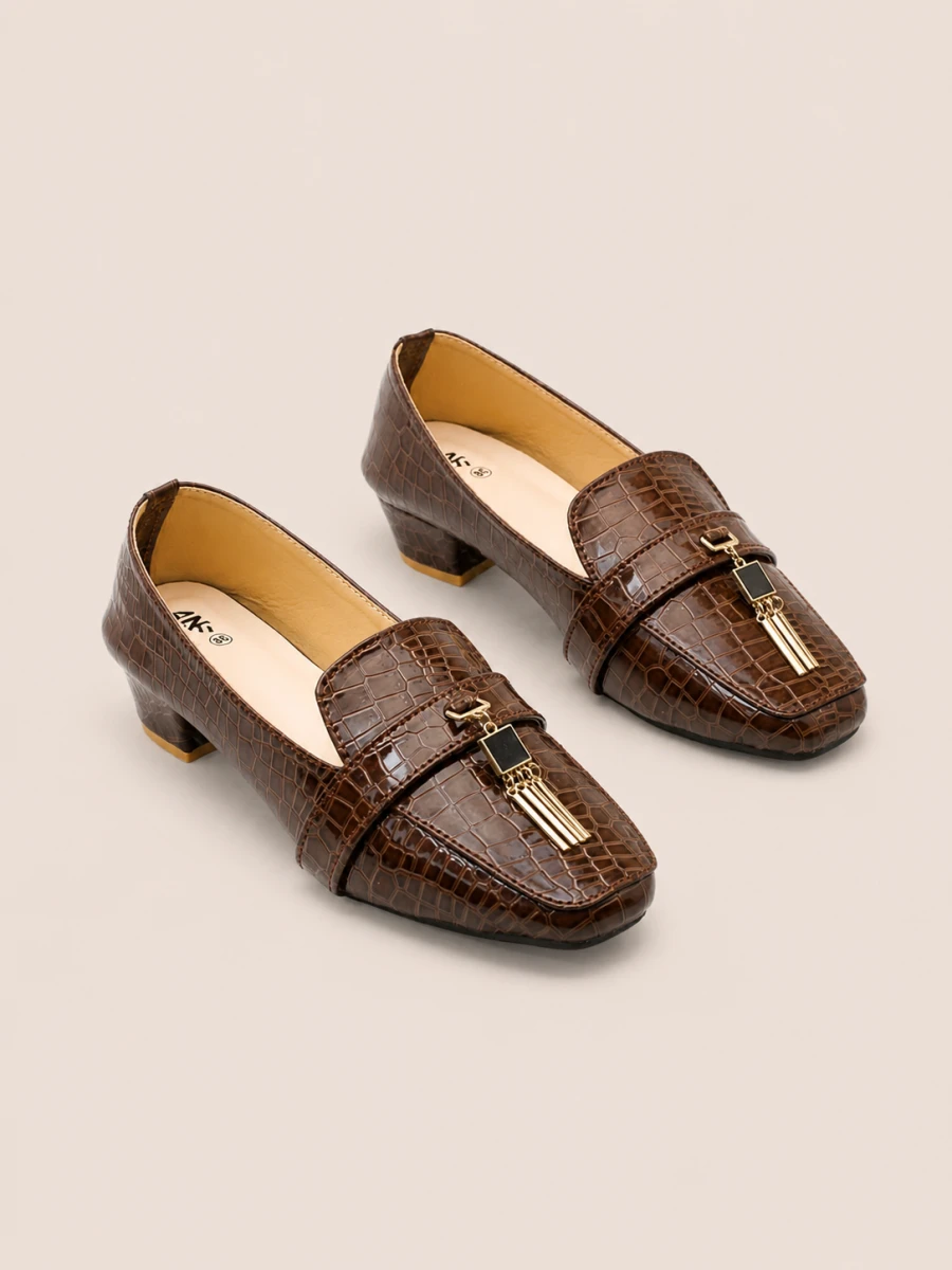Croc Luxe Tassel Low Heel Loafer Shoes for Women  | Nawabi Shoes