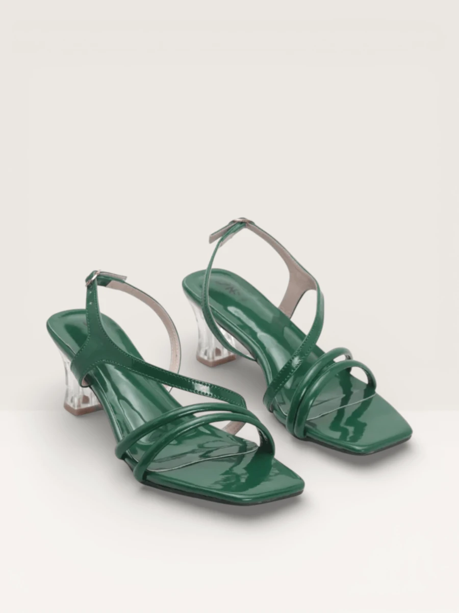Transparent Heel Patent Leather Sandals | Fancy Ladies Heels BD