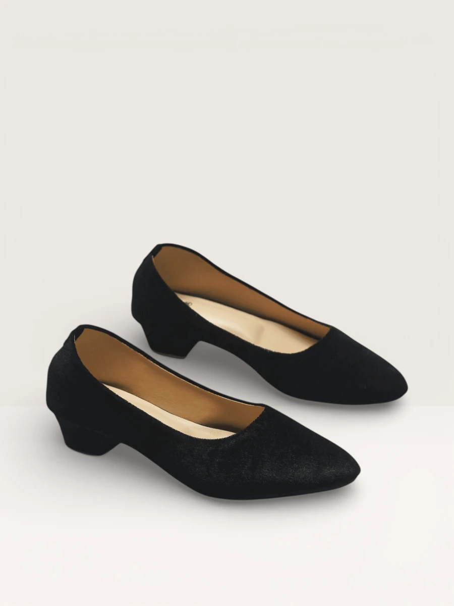Velvet Low Heel Pumps – Comfortable Block Heel Dress Shoes