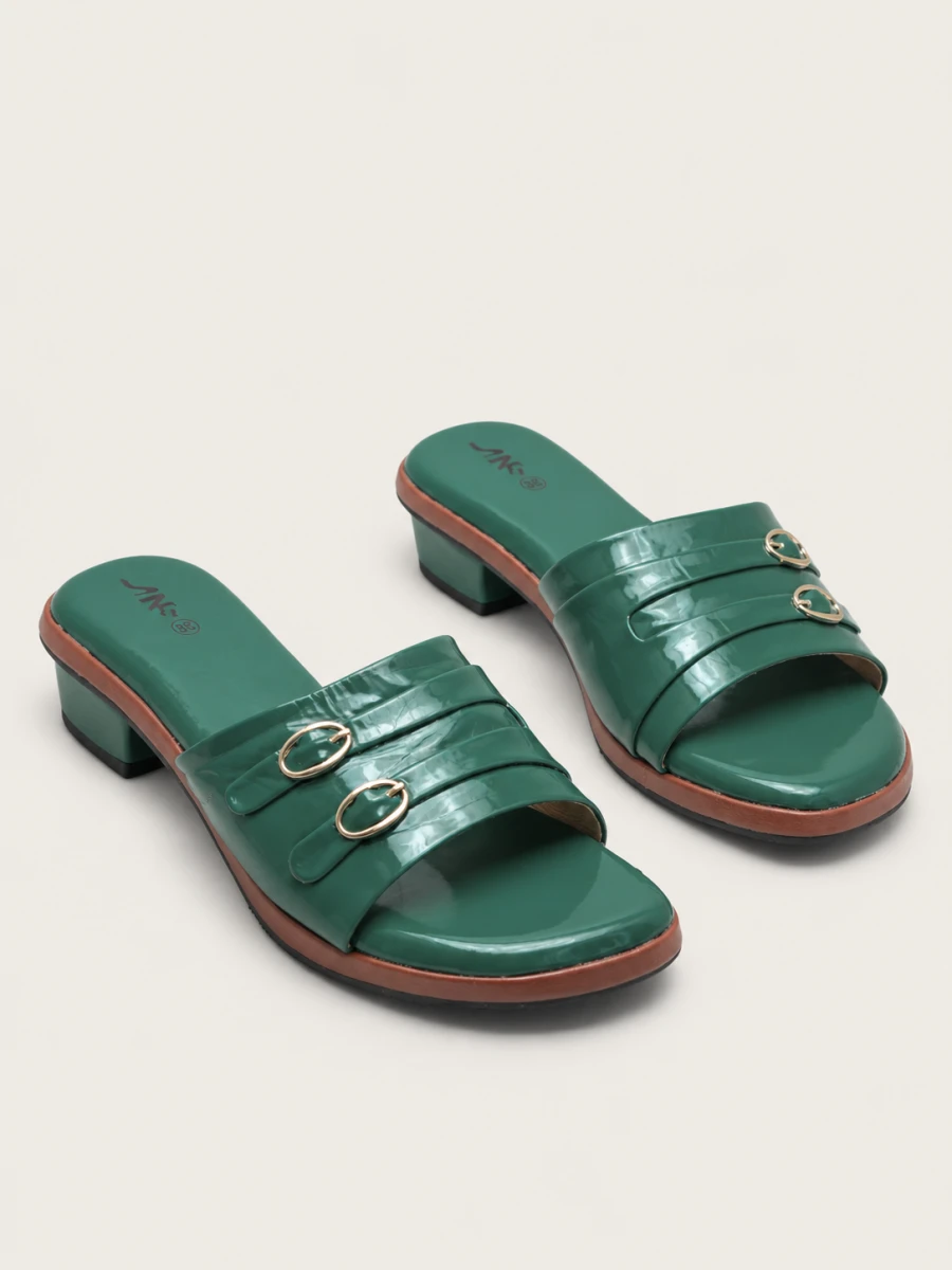 Women’s Buckle Strap Block Heel Sandals – Square Toe Heels | Nawabi Shoes