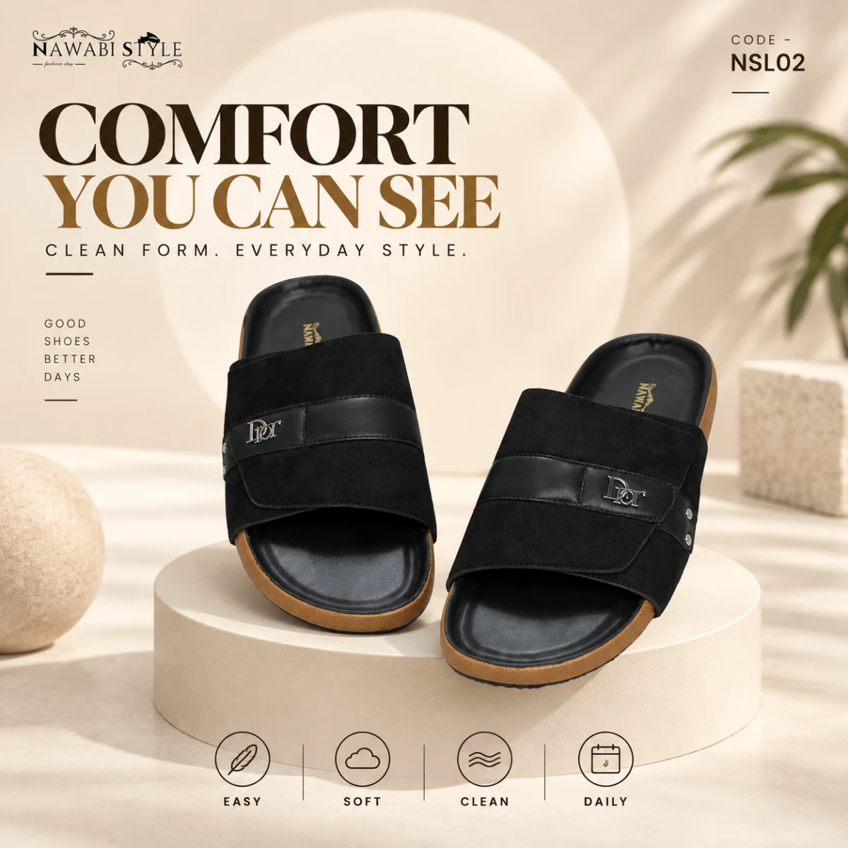 Comfort Arizona | Premium Mens Sandals - NSL02-BK
