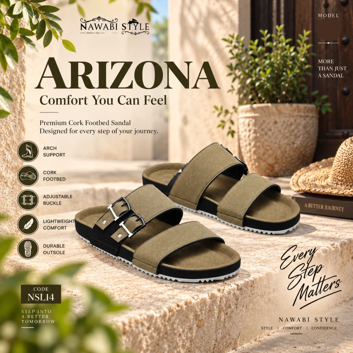 Premium Men's Slide - NSL14-Beige