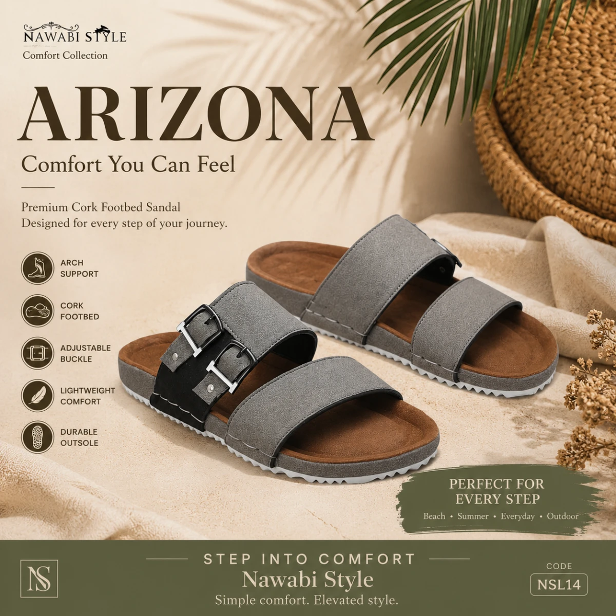 Premium Men's Slide - NSL14-gray