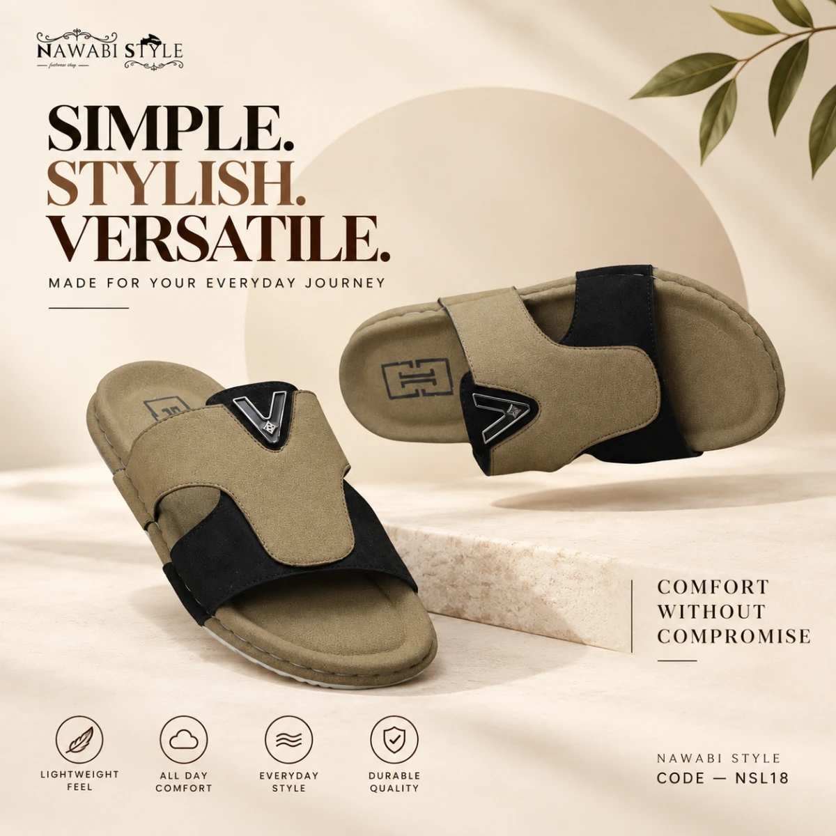 Premium Men's Slide - NSL18-Cream