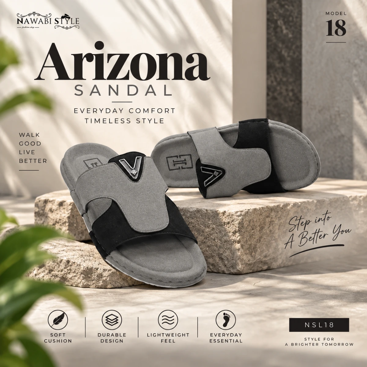 Premium Men's Slide - NSL18-gray