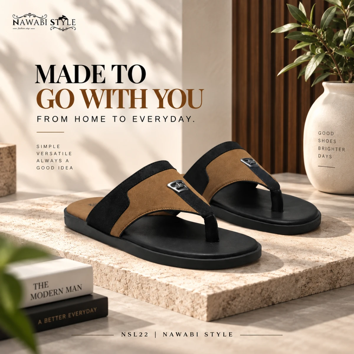 Premium Men's Slide - NSL22-Black-And-Master