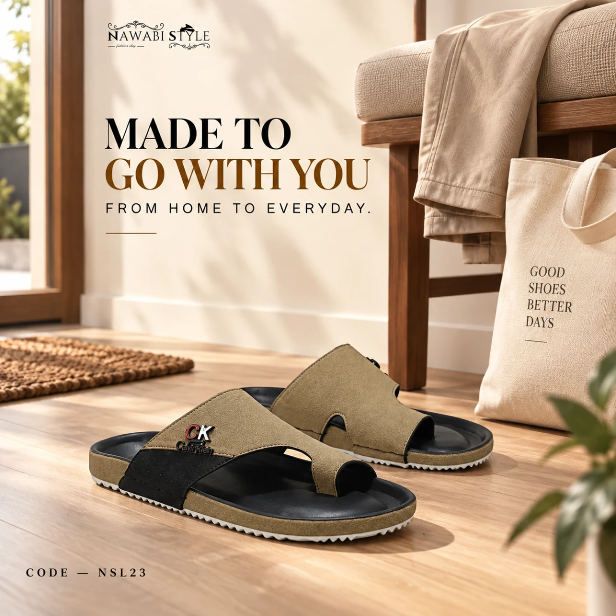 Premium Men's Slide - NSL23-Cream