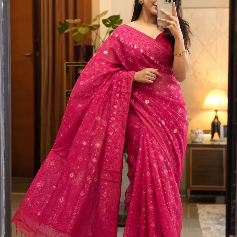 Premium Tansel Sutar Jori Jamdani Saree | Elegant Party & Bridal Collection