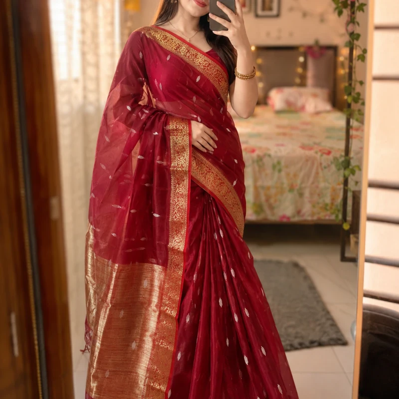 Nakshi Pair Half Silk Jamdani Saree with blouse piece