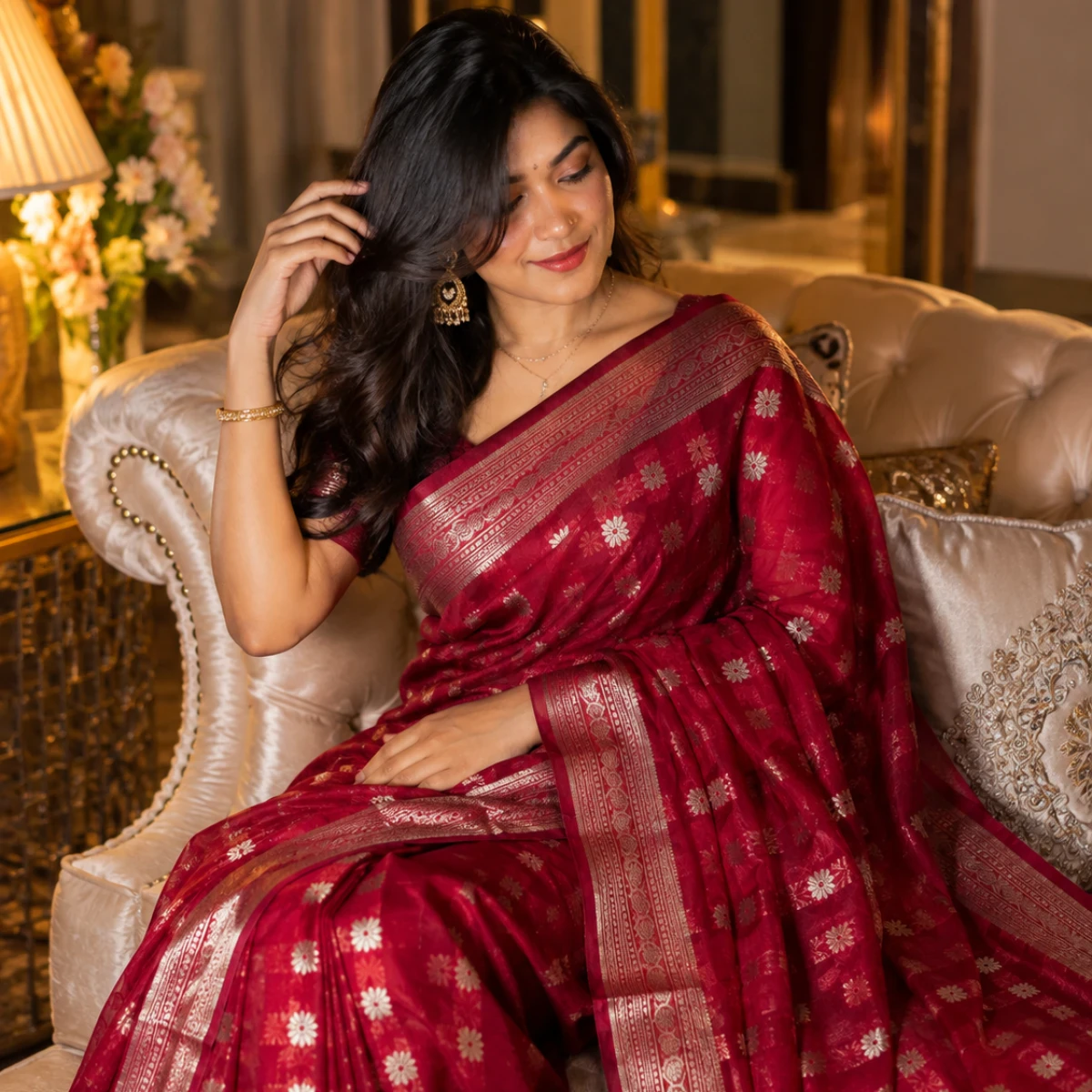 Premium Nakshi Pair Half Silk Jamdani Saree With blouse piece