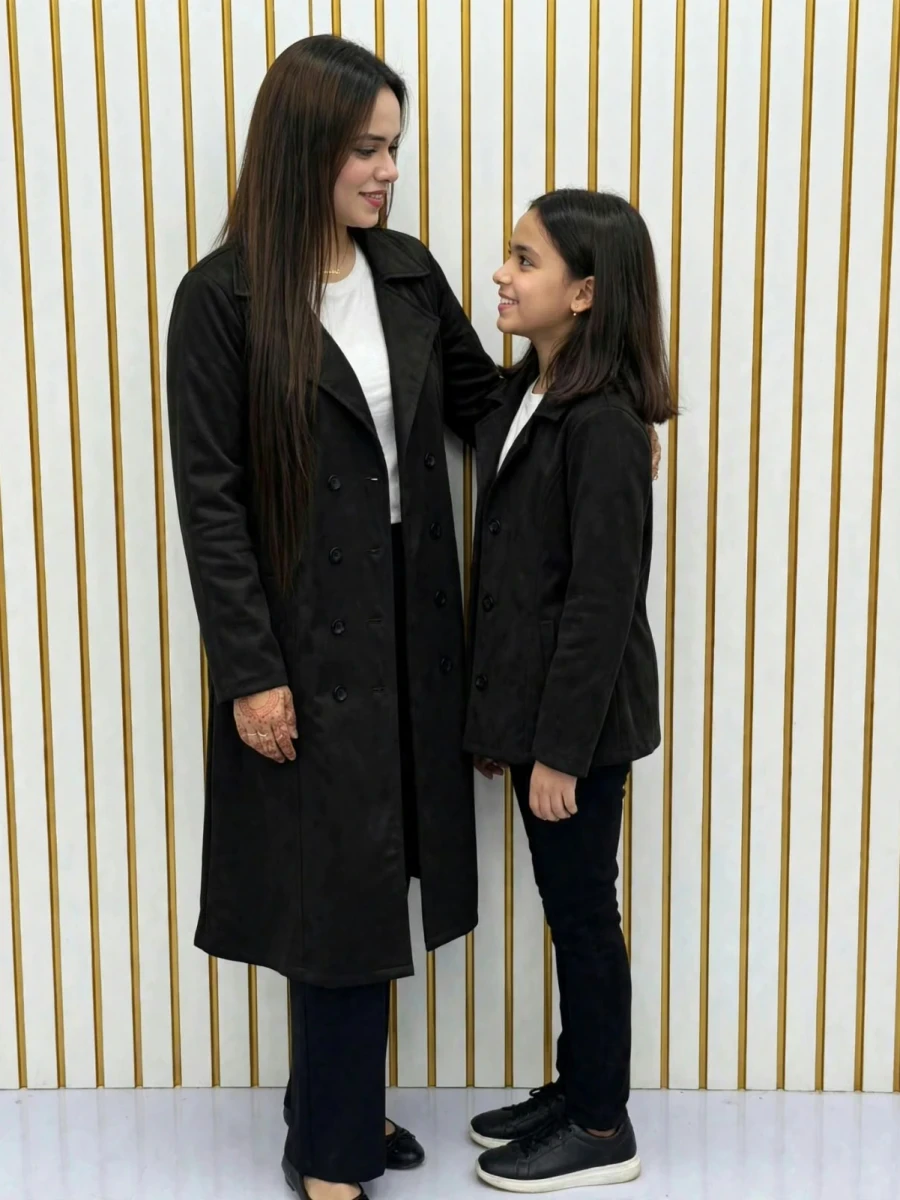 Premium Women's Winter Over Coat with Belt TG-BLK COMB 04