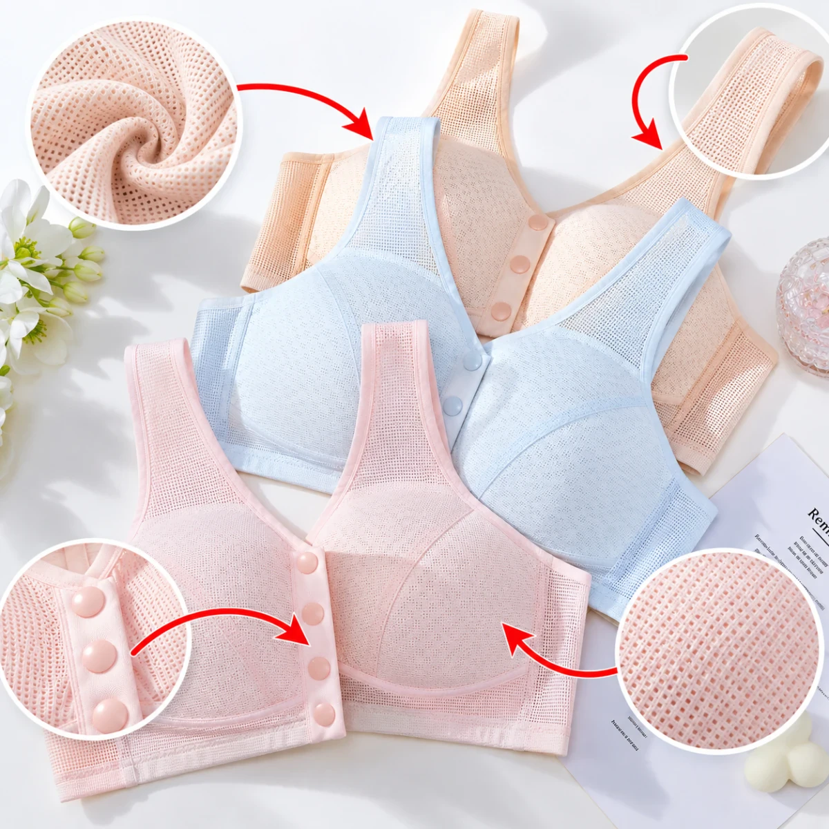 Slim Fit AirMesh Front-Button Bra